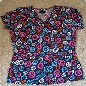 Peaches Patterned Scrub Top